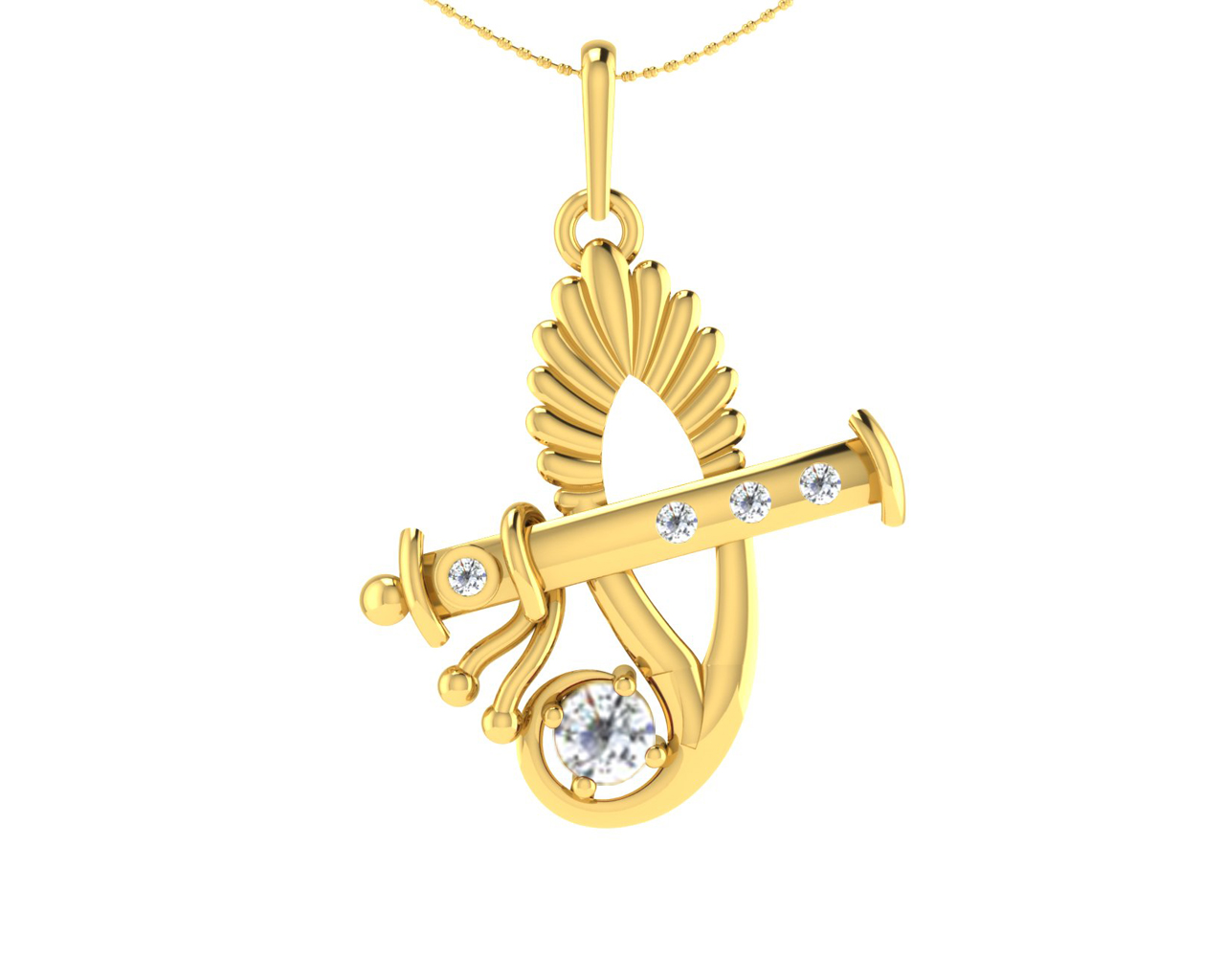 Shop Jewellery Online Sri Krishna Gold Pendant With Diamonds